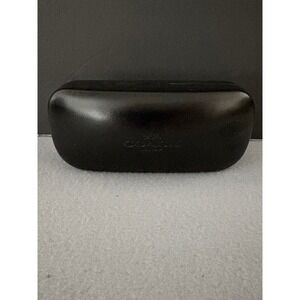 Coach Women Eyeglass Case Hard Clamshell‎ Black Embossed Logo Designer Eyewear